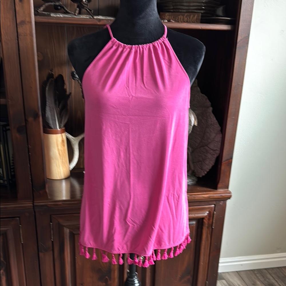 Green Envelope Pink Halter Tank Top Relaxed Fit